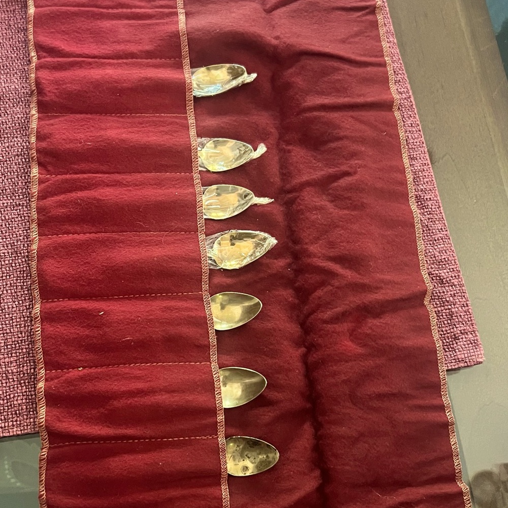 Vintage Brass and Rosewood S Thialand Teaspoons and Wrap